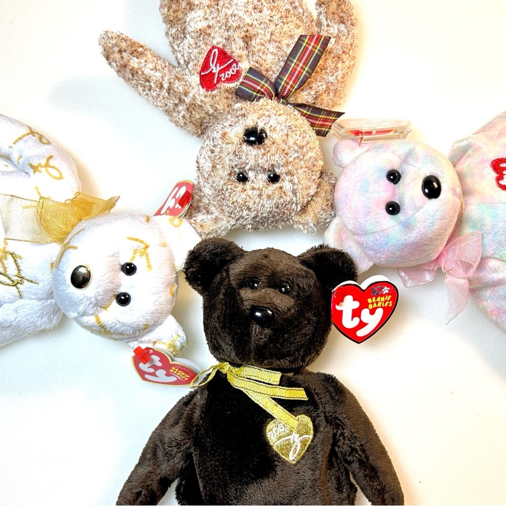 Lot of 4 Signature Year Beanie Babies Bears & 2001 Celebrate 15th Anniversary
